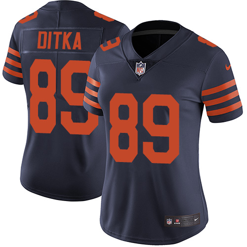 Nike Bears #89 Mike Ditka Navy Blue Alternate Women's Stitched NFL Vapor Untouchable Limited Jersey
